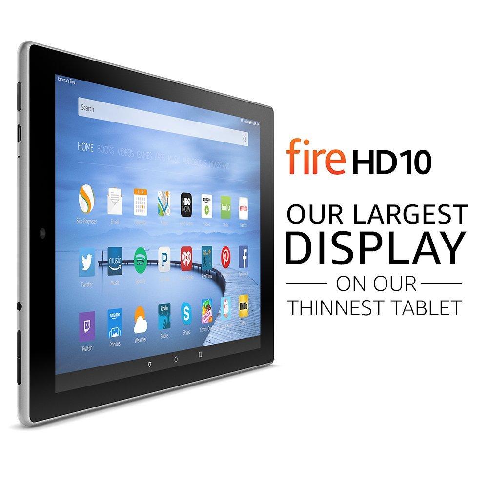 Fire HD 10 Tablet, 10.1″” HD Display, Wi-Fi, 16 GB – Includes Special Offers, Silver Aluminum